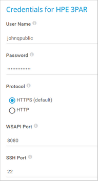 Credentials for HPE 3PAR