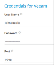 Credentials for Veeam
