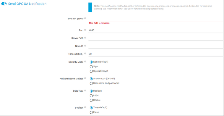 Send OPC UA Notification
