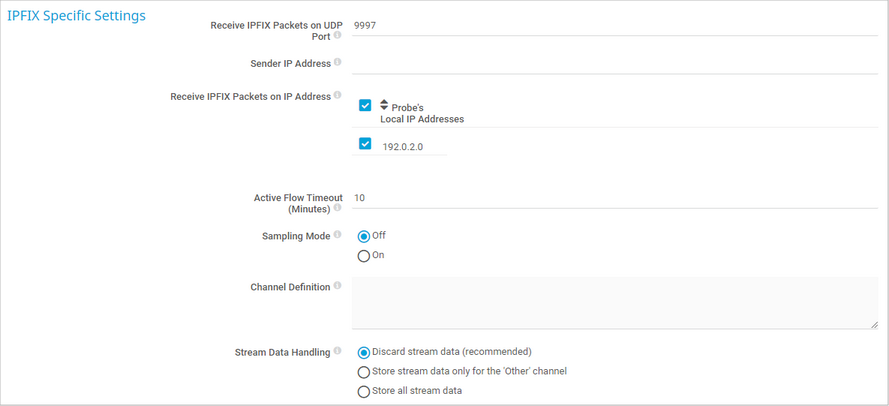 IPFIX Specific Settings IPFIX Specific Settings
