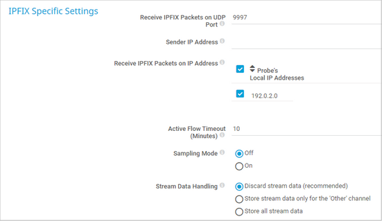 IPFIX Specific Settings