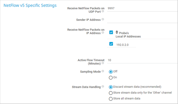 NetFlow v5 Specific Settings