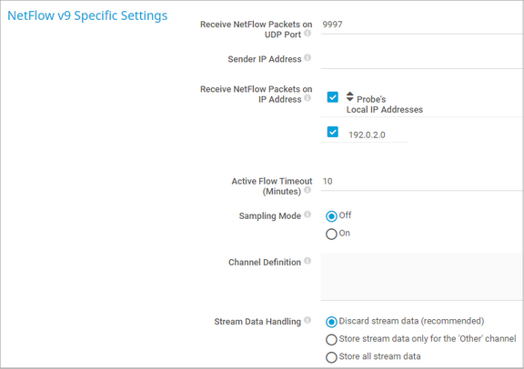 NetFlow v9 Specific Settings
