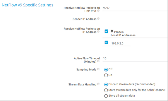 NetFlow v9 Specific Settings